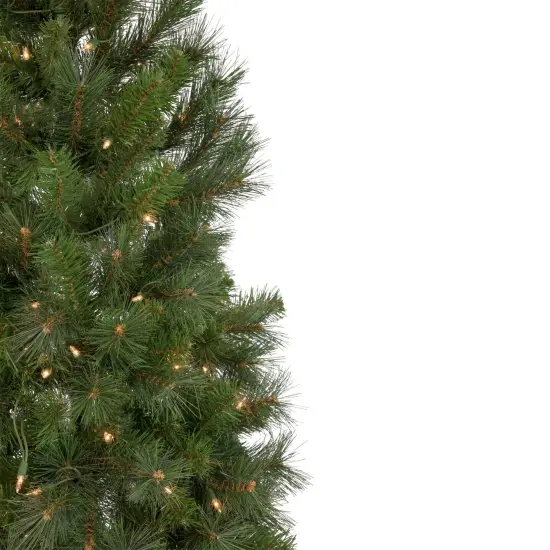 Northlight 6.5' Pre-Lit Medium Beaver Pine Artificial Christmas Wall Tree, Clear Lights Green {6}
