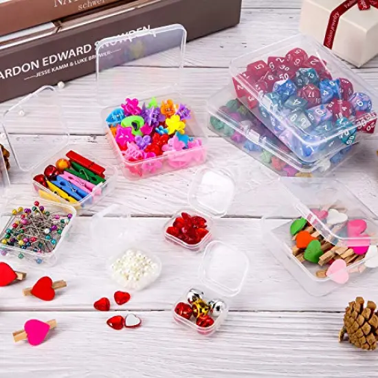 24 Packs Small Clear Plastic Beads Storage Containers Box with Hinged Lid for Storage of Small Items, Crafts, Jewelry, Hardware, 3.3 x 3.3 x 1.2 in {1}