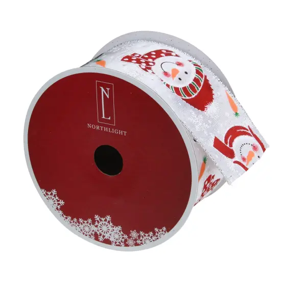 Northlight Red and White Snowman Christmas Wired Craft Ribbon 2.5" x 16 Yards {4}