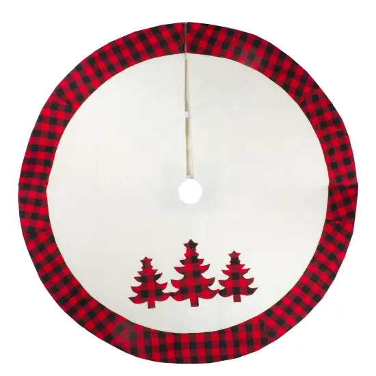 Northlight 48" White, Red and Black Buffalo Plaid Tree Christmas Tree Skirt {5}