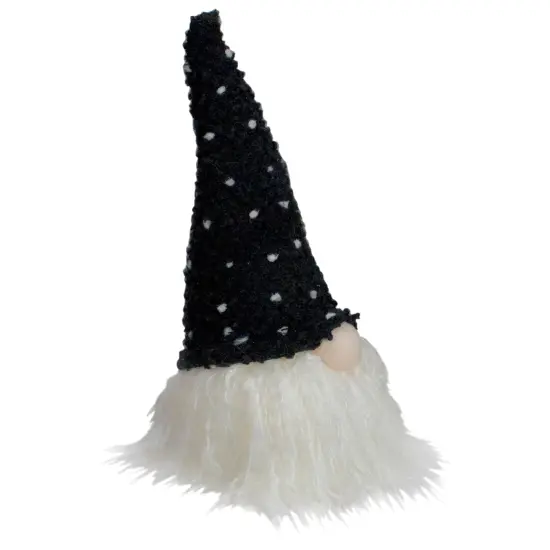 Northlight LED Lighted Polka Dot Knit Hat Gnome Christmas Decoration - 10" - Black and White {5}