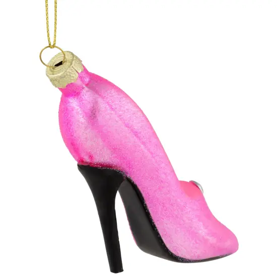 Northlight 4" Pink High Heel Glittered Glass Christmas Ornament {4}