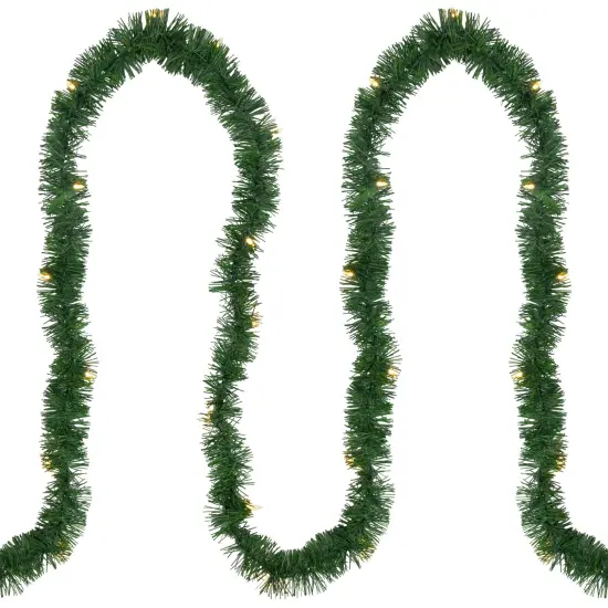 Northlight 18' x 3" Pre-Lit Pine Artificial Christmas Garland, Warm White LED Lights Green {4}