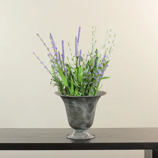 Allstate 6.75" Silver and Verdigris Metal Urn Planter {4}