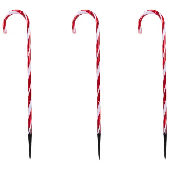 Northlight Lighted Twinkle Candy Cane Christmas Outdoor Pathway Markers - 26" - Set of 3 Red {5}