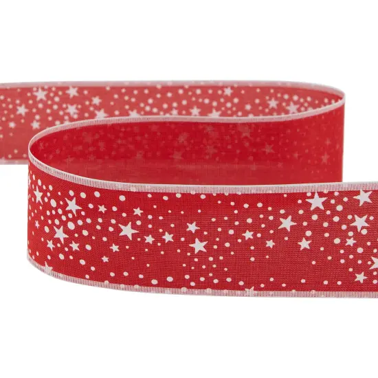 Northlight Red and White Stars Wired Craft Christmas Ribbon 2.5" x 10 Yards {6}