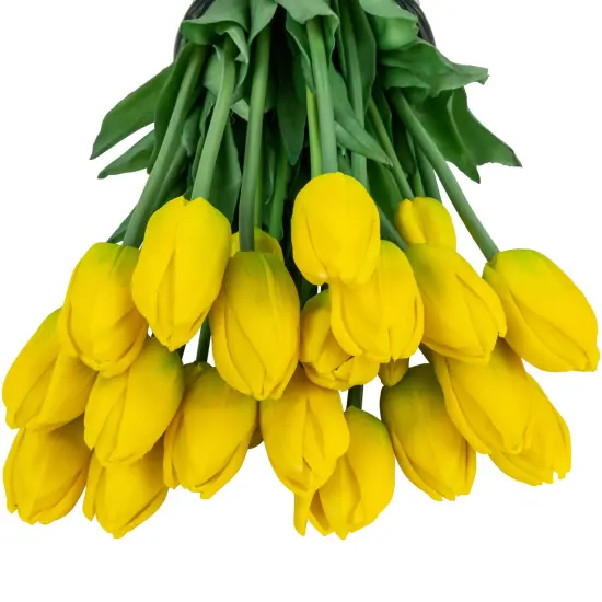 Northlight Real Touch&trade; Yellow Artificial Tulip Floral Bundles, Set of 6 - 18" {7}