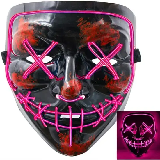 Kitcheniva Halloween Face Mask LED Light Up Party Purge Pink {1}