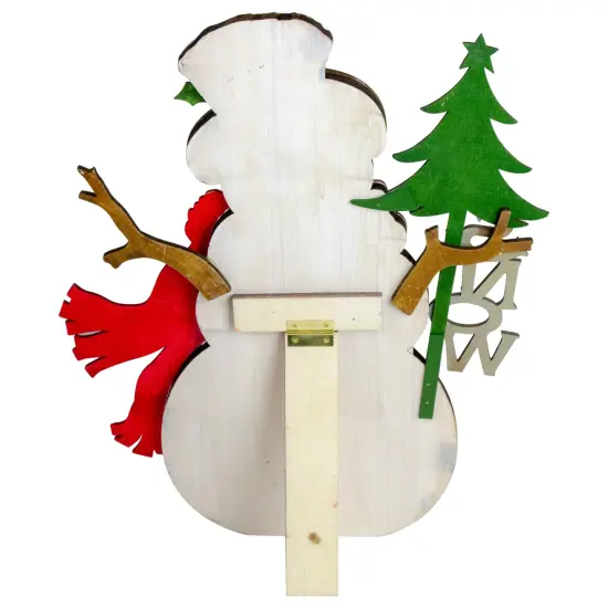 Northlight Snowman with "Snow" and Pine Tree Sign Wooden Christmas Decoration - 18" White {4}