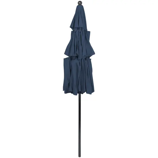 Northlight 9.75ft Outdoor Patio Market Umbrella with Hand Crank and Tilt, Navy Blue {5}