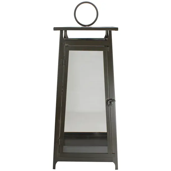 Melrose 25" Brown Rustic Candle Lantern With a Latch Hook Lock Tabletop Decor Silver {5}