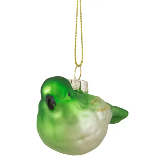 Northlight 4" Green and White Glass Bird Christmas Ornament {4}