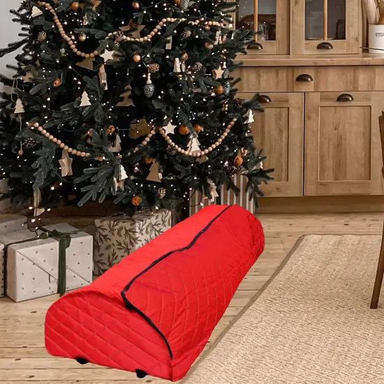 Simple Living Red Quilted Rolling Christmas Tree Storage Bag for Trees Up to 7.5' {3}