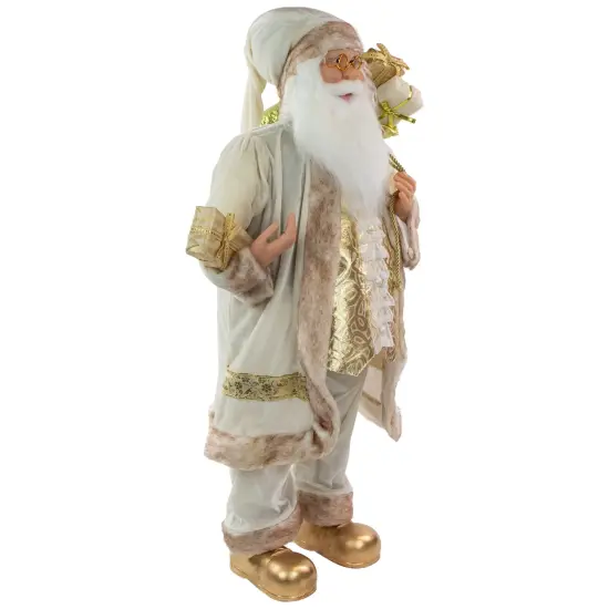 Northlight Winter Santa Claus with Gift Bag Christmas Figure - 36" - White and Cream Ivory {5}