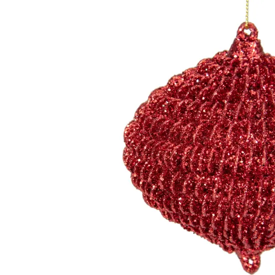 Northlight 4" Red Glitter Spiral Coiled Wire Onion Finial Christmas Ornament {5}