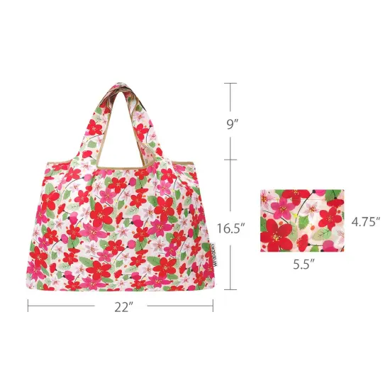 Wrapables Large Foldable Tote Nylon Reusable Grocery Bags, Sakura {2}