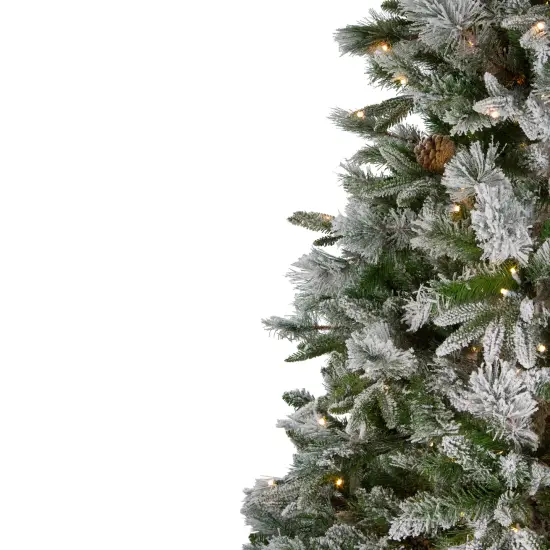 Northlight Real Touch™️ Pre-Lit Flocked Rosemary Emerald Angel Pine Artificial Christmas Tree - 9' - Clear LED Lights Green {6}