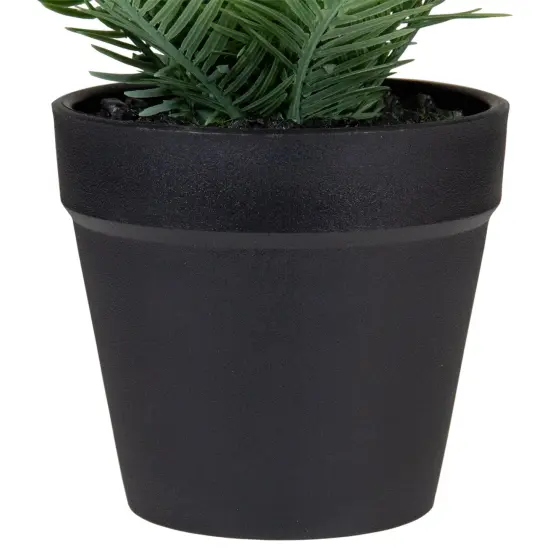 Northlight Artificial Chinese Yew Plant in Black Pot - 7.5" Green {5}