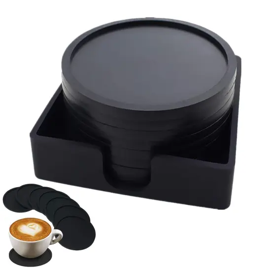 Kitcheniva Silicone Drinks Coasters Mat Pad With Holder 6 Pcs {5}