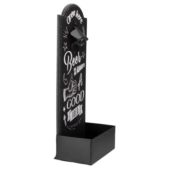 Koopman International 14.5" Black and White 'Beer is Always a Good Idea' Bottle Opener with Storage Bin {4}