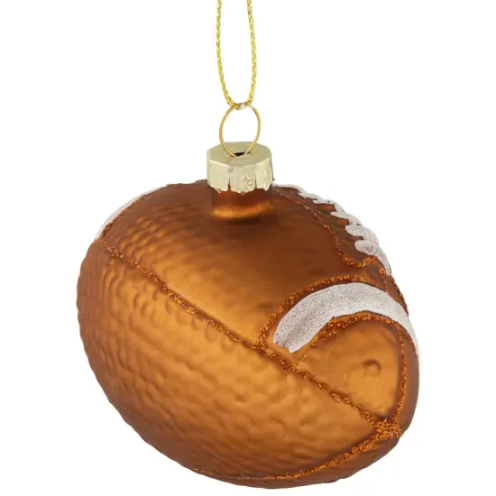 Northlight Football Glittered Glass Christmas Ornament - 3.5" - Brown {6}