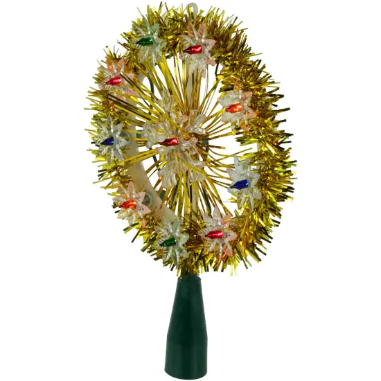 Northlight 7" Pre-Lit Gold Snowflake Starburst Christmas Tree Topper - Clear Lights {5}