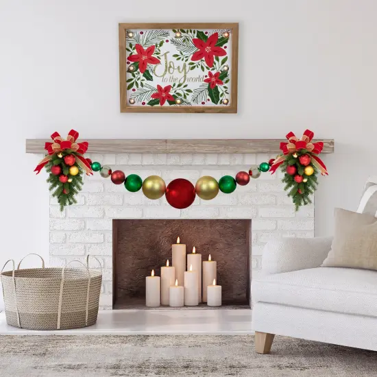 Northlight 6' Red, Gold and Green Shiny and Matte Shatterproof Ball Christmas Swag {4}