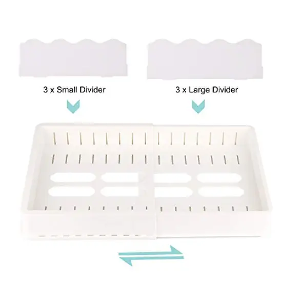 SWOMMOLY Expandable Food Storage Container Lid Organizer, Includes 6 Adjustable Dividers, 30 Preprinted and Blank Writable Labels, White {3}