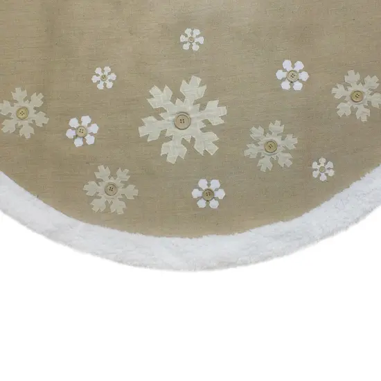 Northlight 48-Inch Beige and White Snowflake Embroidered Christmas Tree Skirt {6}