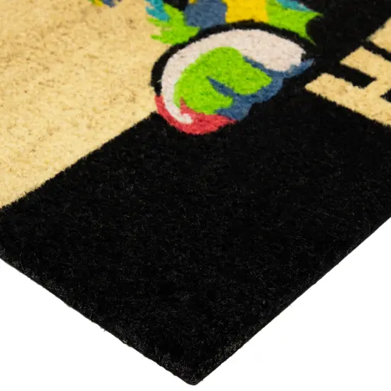 Northlight Ivory and Black "Hello" Multicolor Dog Outdoor Coir Doormat 18" x 30" {7}
