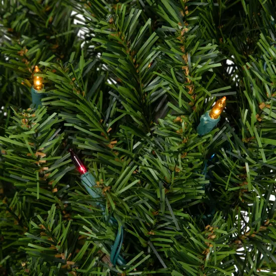 Northlight Pre-Lit Canadian Pine Artificial Christmas Wreath - 30" - Multi Lights Green {7}