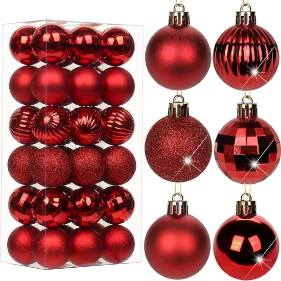 Kitcheniva Shatterproof Christmas Balls Hanging Ornaments 36 Pcs Red {1}