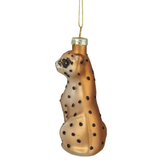 Northlight Standing Leopard Glass Christmas Ornament - 4" - Black and Orange {4}