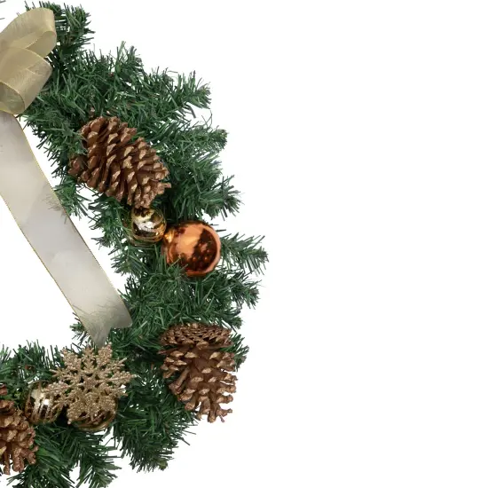 Northlight Pre-Decorated Pine Cones and Ornaments Artificial Christmas Wreath - 24" - Unlit Green {5}