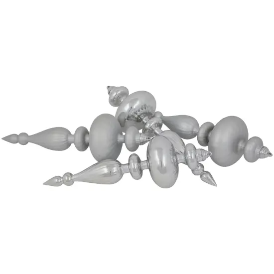 Northlight Commercial Size 2-Finish Christmas Finial Shatterproof Ornaments - Silver -12" - 4ct {7}