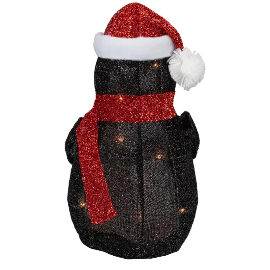 Northlight 19.5" White and Red Lighted Penguin with Santa Hat Outdoor Christmas Decoration {4}