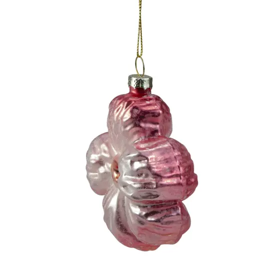 Northlight 3.5" Light Pink Glass Flower Christmas Ornament {4}