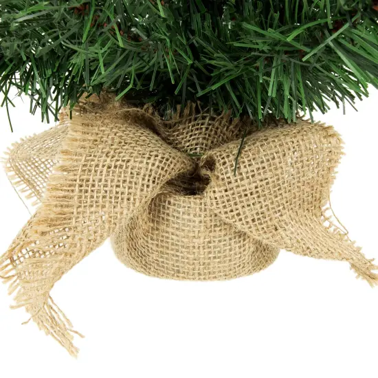 Northlight 3' Medium Traditional Green Mini Pine Artificial Christmas Tree in Burlap Sack - Unlit {4}