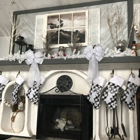 Northlight 20.5" Black and White Plaid Rustic Reindeer Snowflake Christmas Stocking {4}