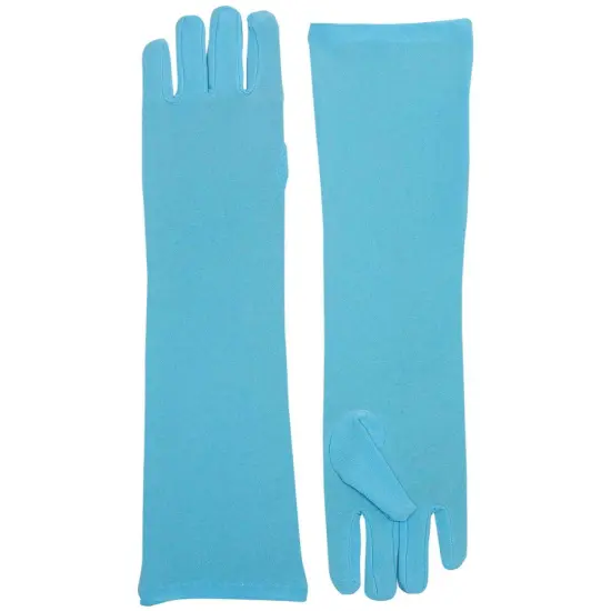 Adult Blue Opera Super Hero Costume Formal Elbow Length Long Dress Gloves {1}