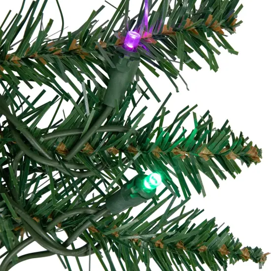 Northlight Pre-Lit Winona Fir Artificial Christmas Garland - 9' x 12" - Multi LED Lights Green {5}
