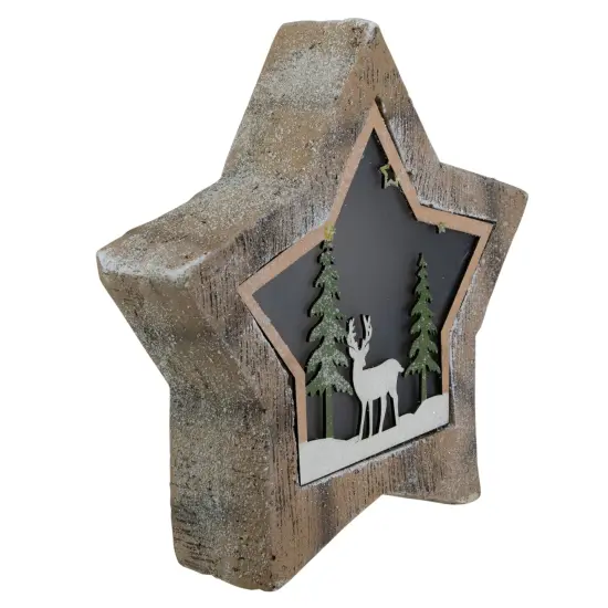 Northlight LED Lighted Star with Reindeer in the Woods Scene Christmas Decoration - 13.25" Brown {4}