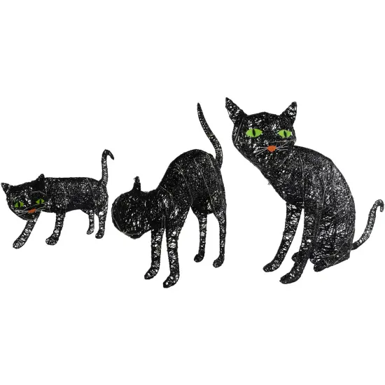 Northlight LED Lighted Black Cat Family Outdoor Halloween Decorations - 27.5" - Set of 3 {7}