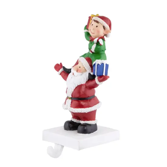 Northlight 8.75" Santa and Elf Christmas Stocking Holder Red {7}