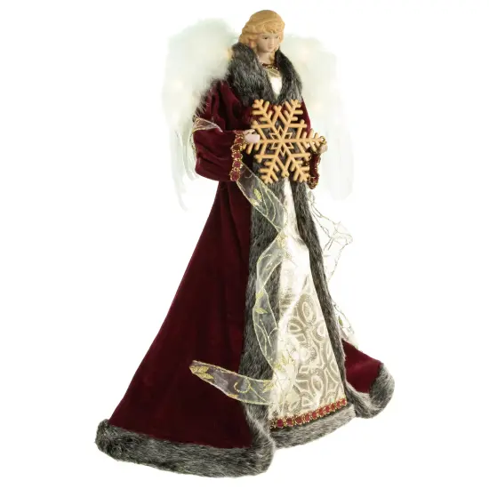 Northlight 18" Lighted Red and Gold Angel in a Dress Christmas Tree Topper - Warm White Lights {5}