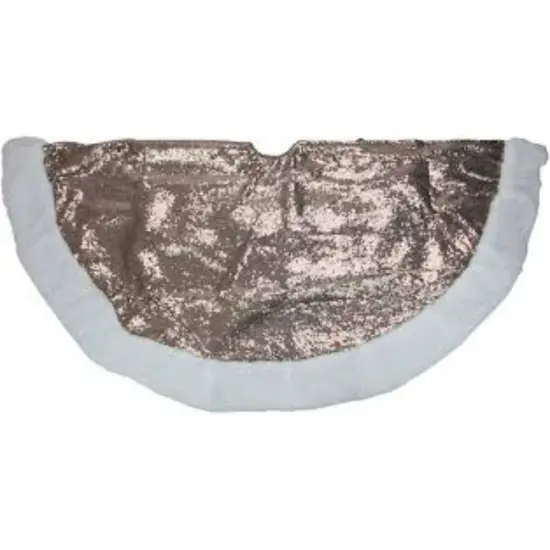 Northlight 48" Brown and White Paillette Sequins Round Christmas Tree Skirt {4}