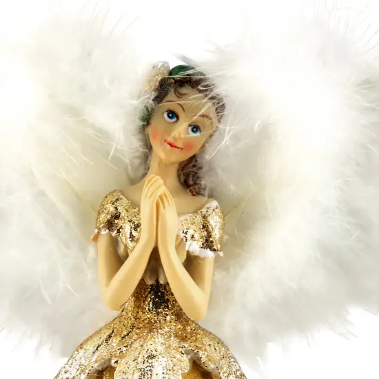 Northlight 10" Gold and White Angel Christmas Tree Topper, Unlit {4}