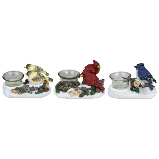 Northlight Christmas Bird Couples Tealight Candle Holders Decoration - 5.75" -Set of 3 White {4}