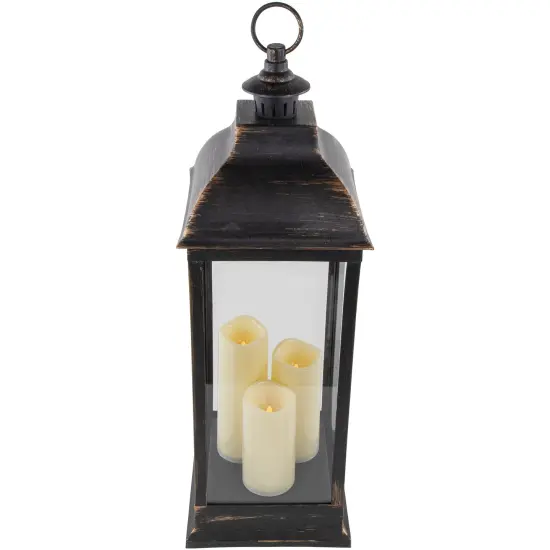 Northlight 28" Gold Brushed Black Lantern With Flameless LED Candles {6}
