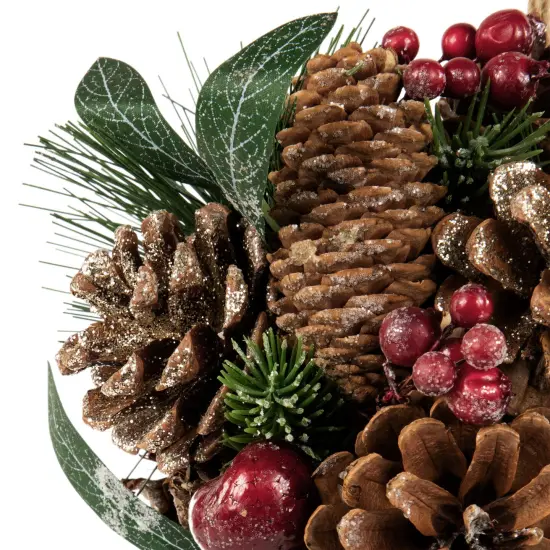 Northlight Mixed Foliage Frosted Pinecone and Berry Christmas Ball Ornament - 6" Green {5}